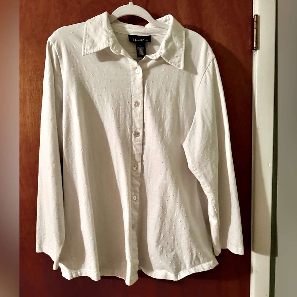 Denim & Co size 1x 100% cotton button down blouse